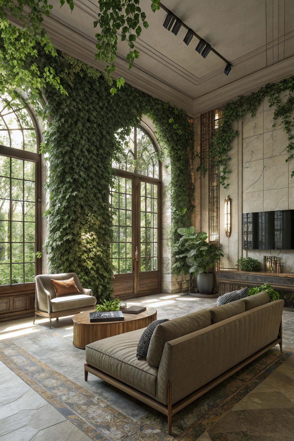 Forest-Inspired Living Rooms with Lush Green Walls